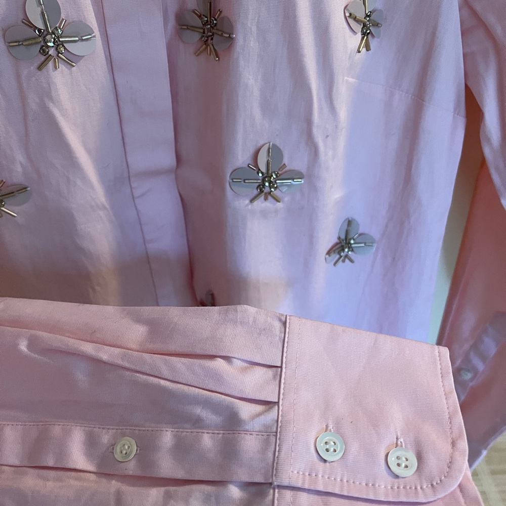 Jcrew Embellished pink button up